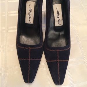 Navy Blue Suide Pump Shoes